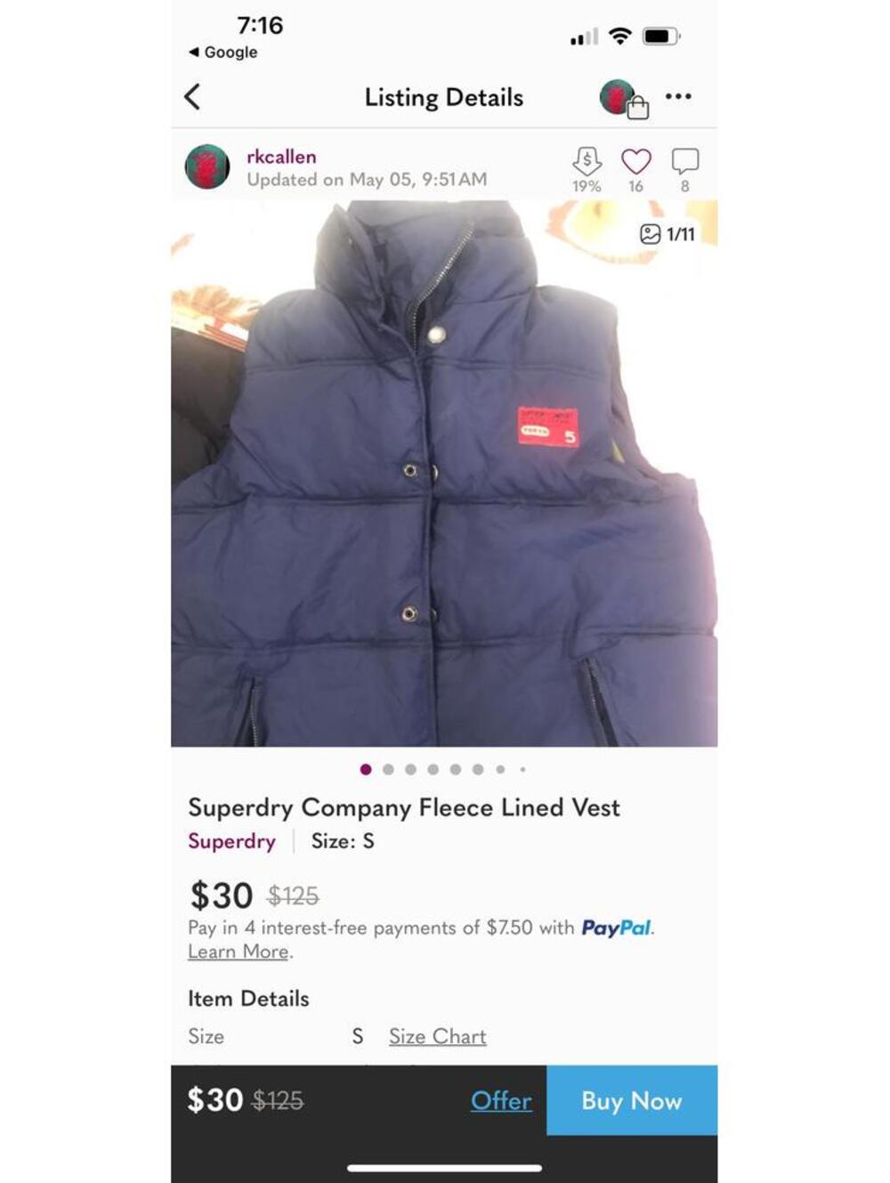 Superdry Men's Navy Puffer Vest Athletic Edition